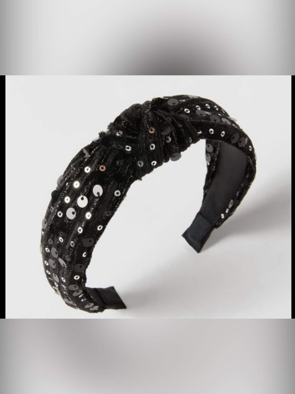 Black Sequin Knotted Headband